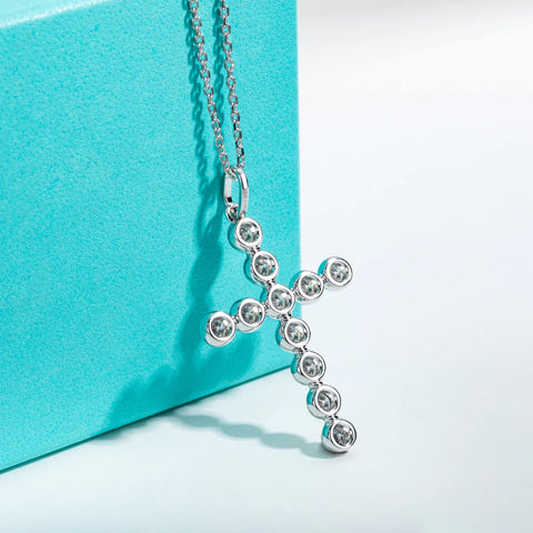 Silver Diamond Cross Pendant-ToShay.org