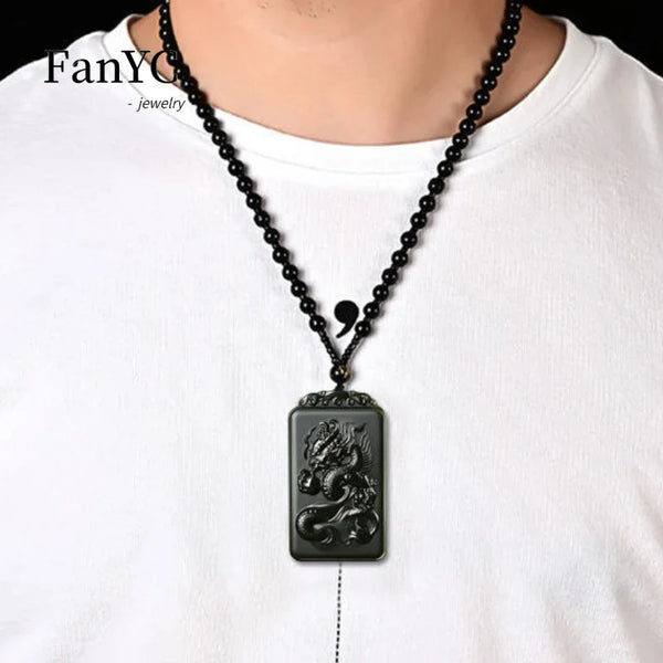 Black Jade Dragon Pendant-ToShay.org