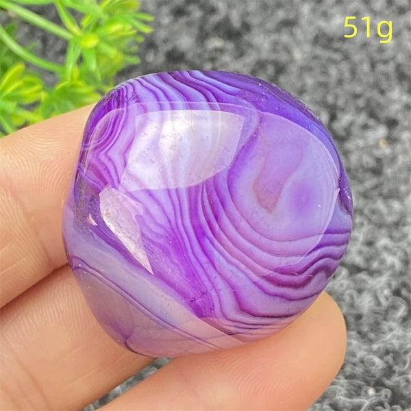 Purple Silk Agate Palm Stone-ToShay.org
