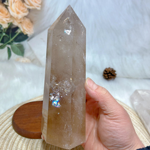 Clear Rainbow Quartz Crystal Tower-ToShay.org