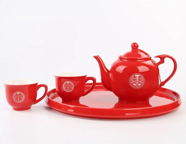 Red Porcelain Tea Set-ToShay.org