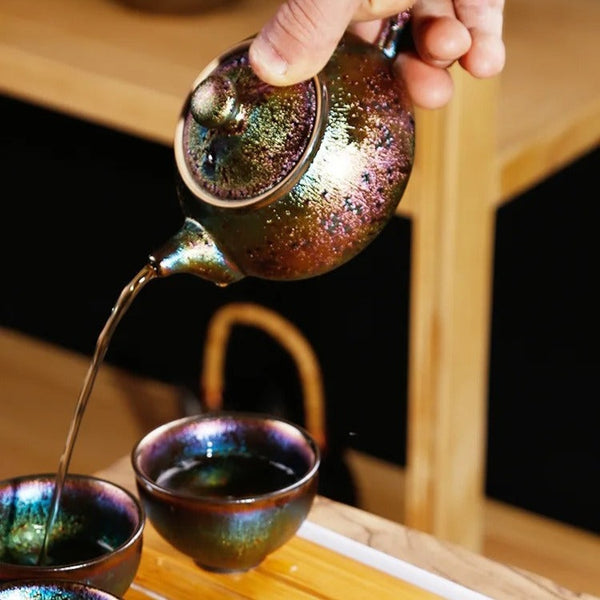 Gold Peacock Glazed Teapot-ToShay.org