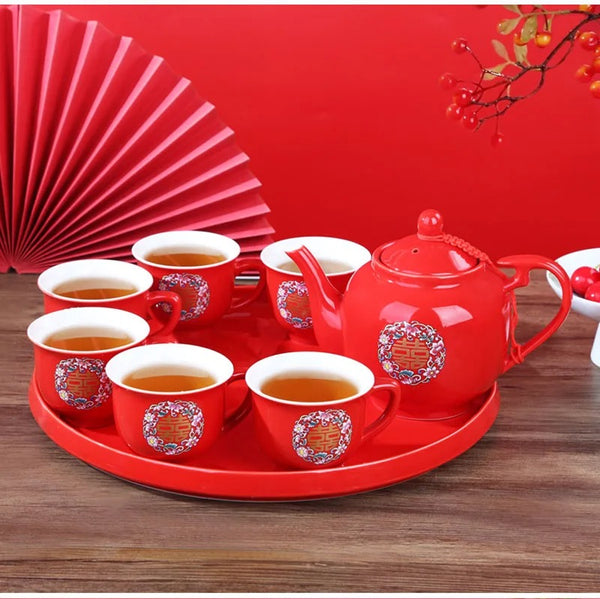 Red Porcelain Tea Set-ToShay.org