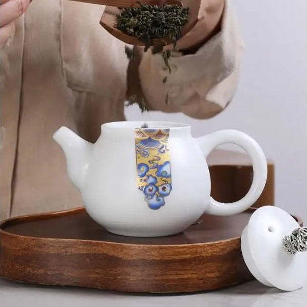 White Painted Porcelain Teapots-ToShay.org