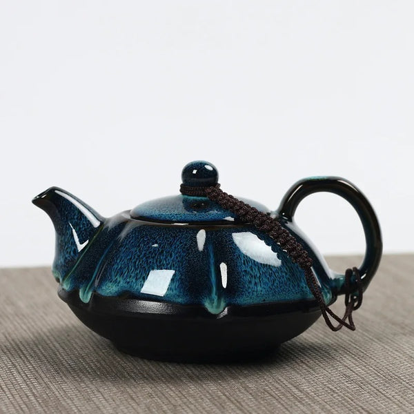 Blue Glazed Ceramic Teapot-ToShay.org