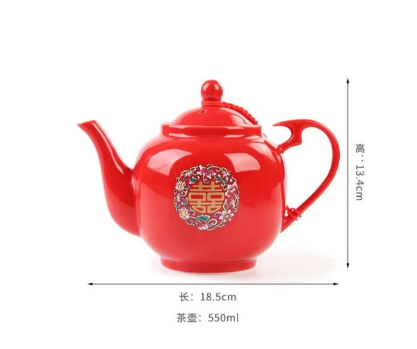 Red Porcelain Tea Set-ToShay.org