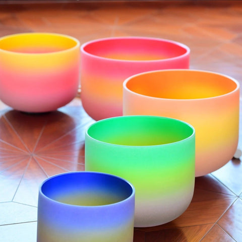 Chakra Frosted Crystal Singing Bowls-ToShay.org
