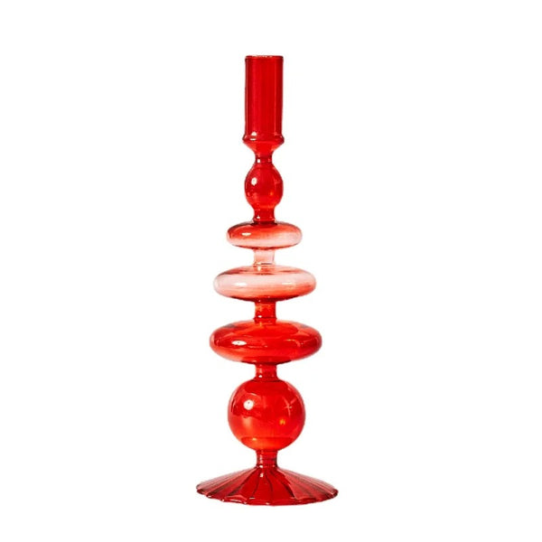 Red Glass Candlesticks-ToShay.org