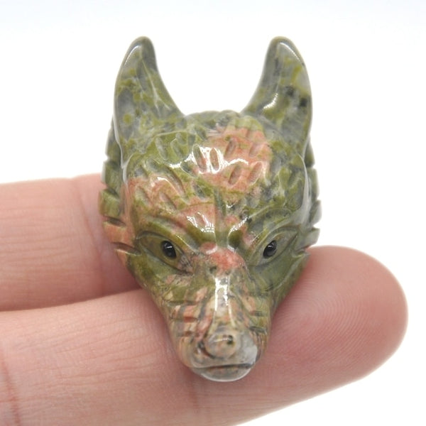 Crystal Wolf Head Pendant-ToShay.org