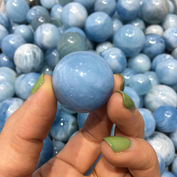 Blue Aquamarine Stone Ball-ToShay.org