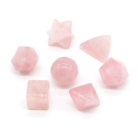 Pink Rose Quartz Platonic Solids-ToShay.org