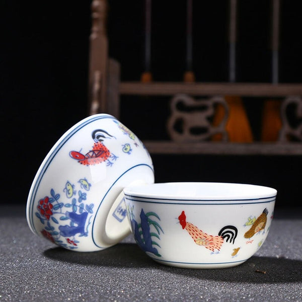 Cockfighting Porcelain Teacup-ToShay.org
