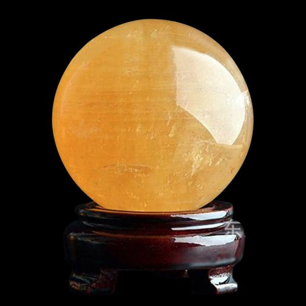 Yellow Calcite Quartz Crystal Ball-ToShay.org
