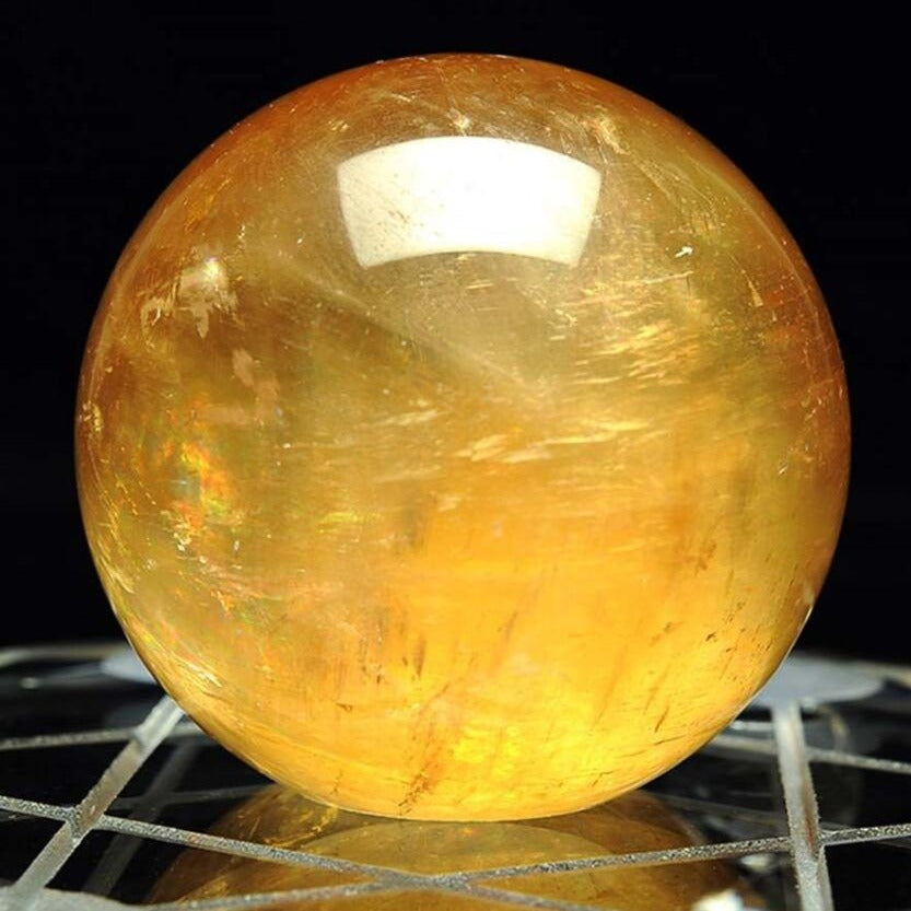 Yellow Calcite Quartz Crystal Ball-ToShay.org