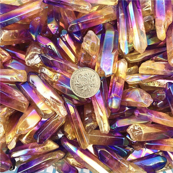 Purple Yellow Aura Crystal Chips-ToShay.org