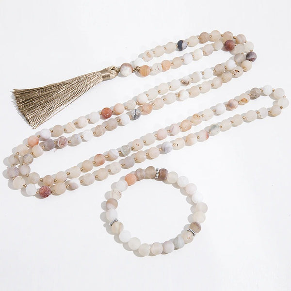 Pink Agate Mala Beads-ToShay.org