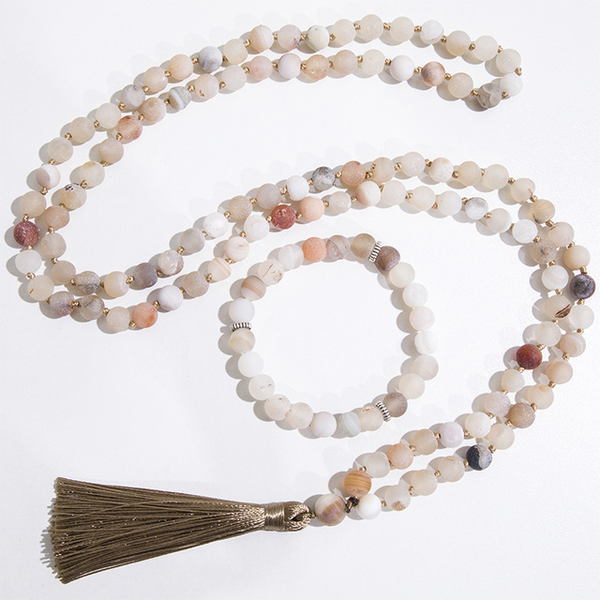 Pink Agate Mala Beads-ToShay.org