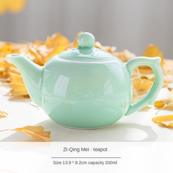 Goldfish Celadon Teapot-ToShay.org