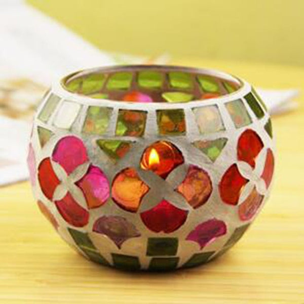 Mosaic Glass Candle Holder-ToShay.org
