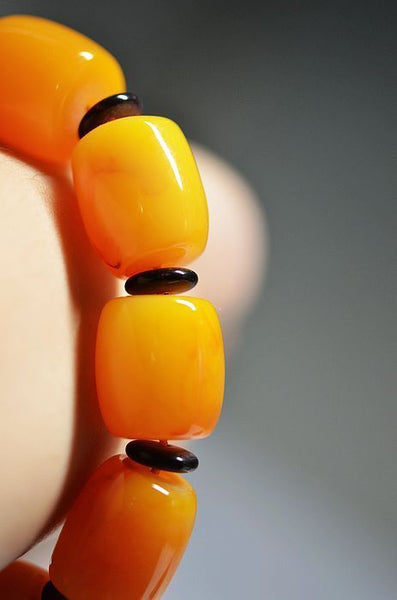 Yellow Amber Bead Bracelets-ToShay.org