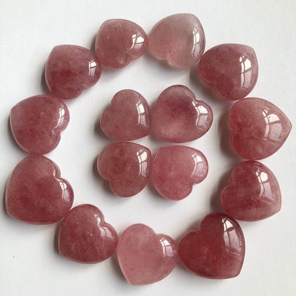 Pink Strawberry Quartz Crystal Heart-ToShay.org