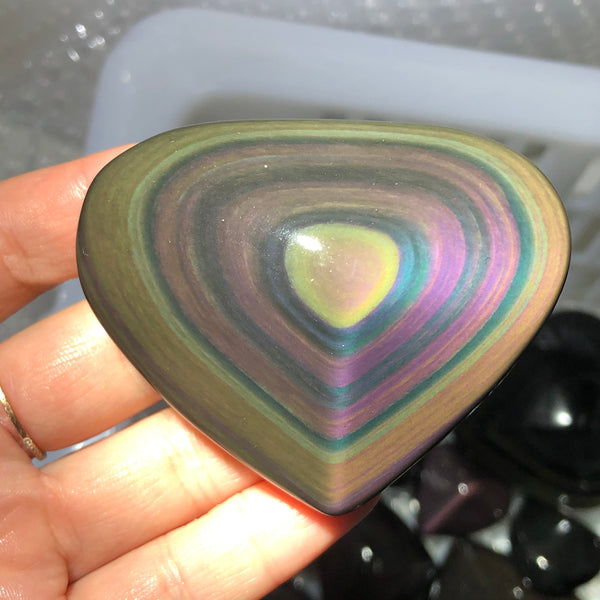 Rainbow Obsidian Cats Eye Heart-ToShay.org