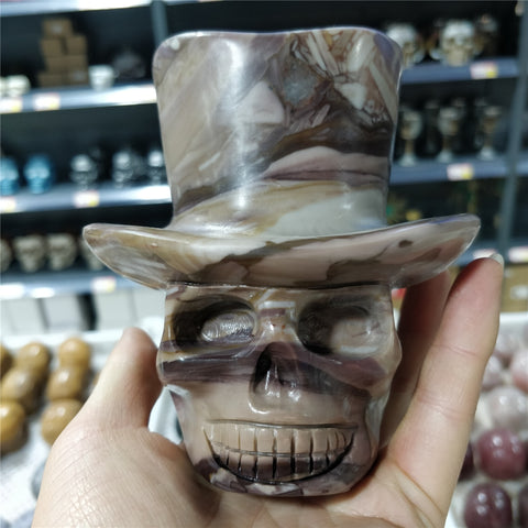Brown Rock Jade Hat Skull-ToShay.org