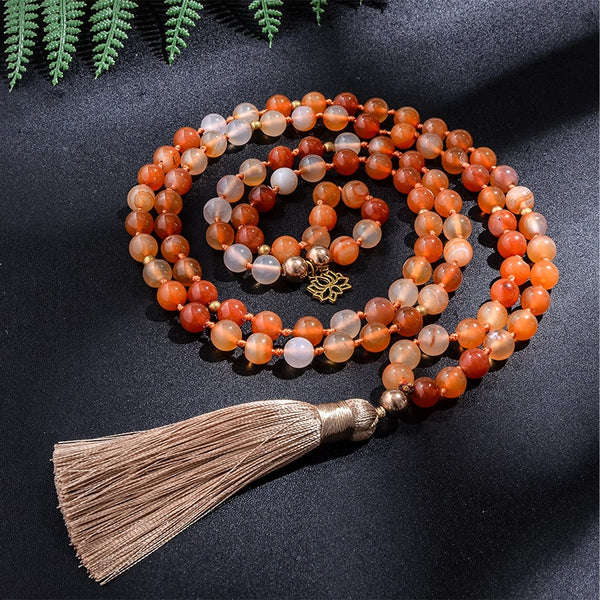 Orange Agate Mala Beads-ToShay.org