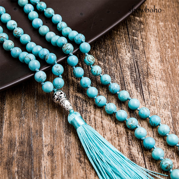 Blue Turquoise Mala Beads-ToShay.org