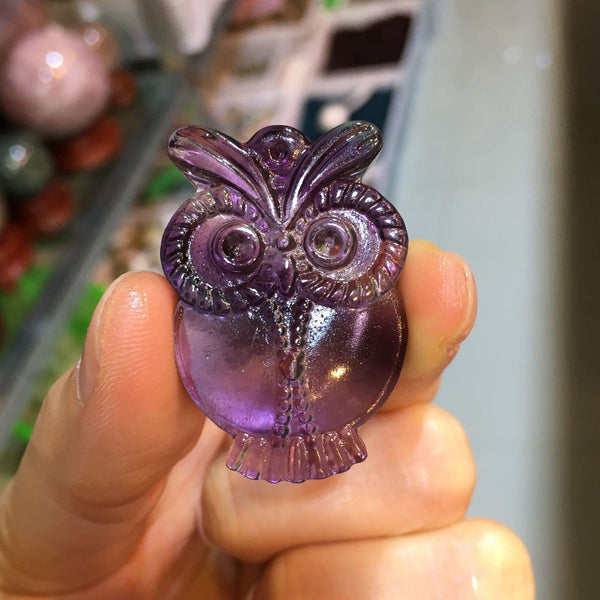Purple Stripe Fluorite Owl-ToShay.org