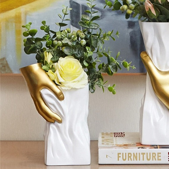 Gold Hand Flower Vase-ToShay.org