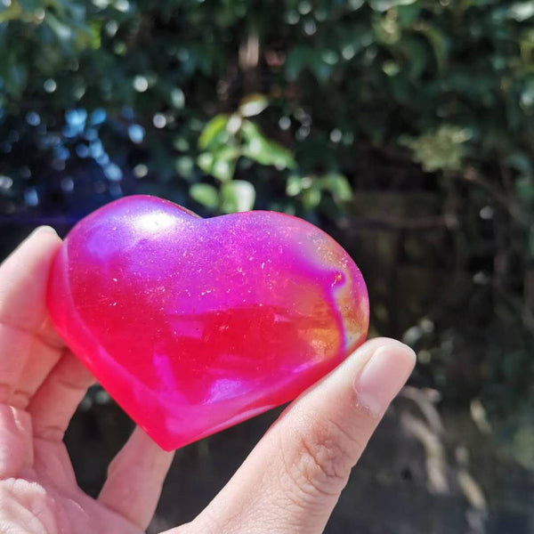 Red Aura Selenite Crystal Heart-ToShay.org