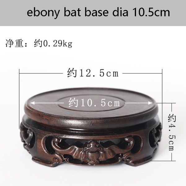 Ebony Carved Bat Pattern Base-ToShay.org