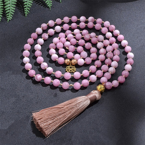 Pink Kunzite Japamala Necklace-ToShay.org