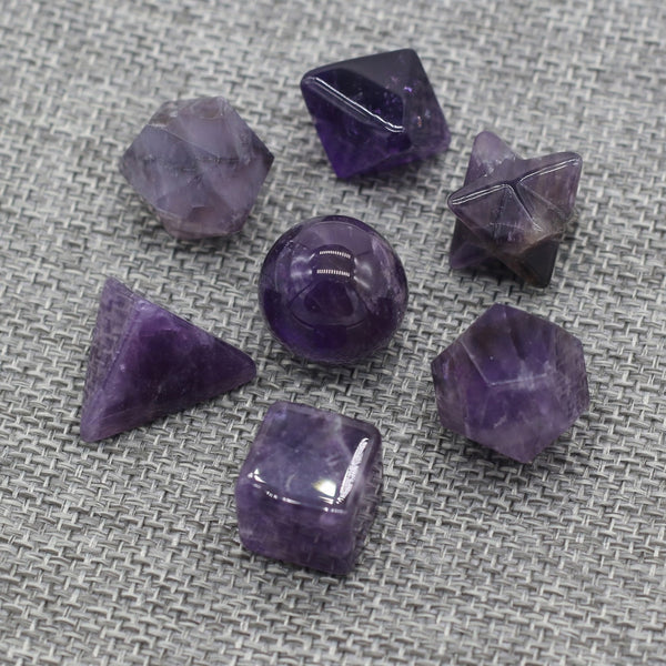 Purple Amethysts Platonic Solids-ToShay.org