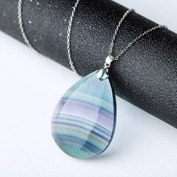 Purple Fluorite Water Drop Pendant-ToShay.org