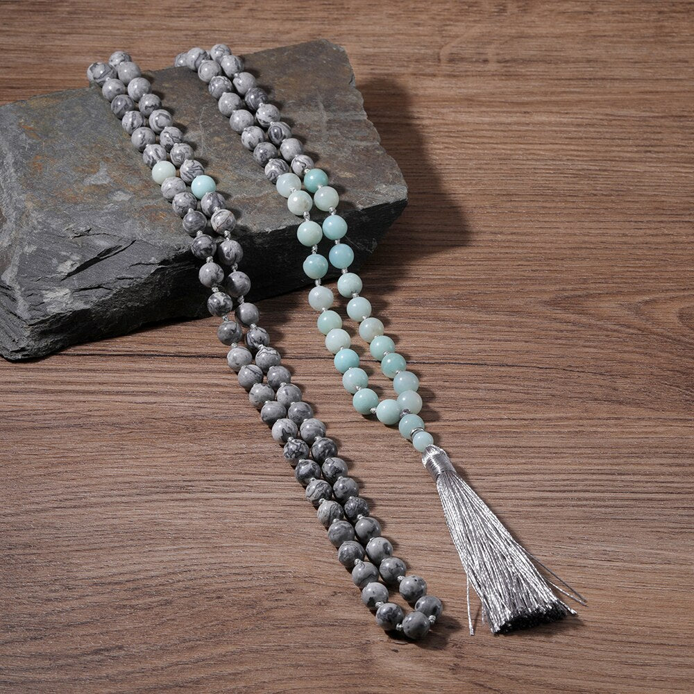 Grey Map Stone Prayer Beads-ToShay.org