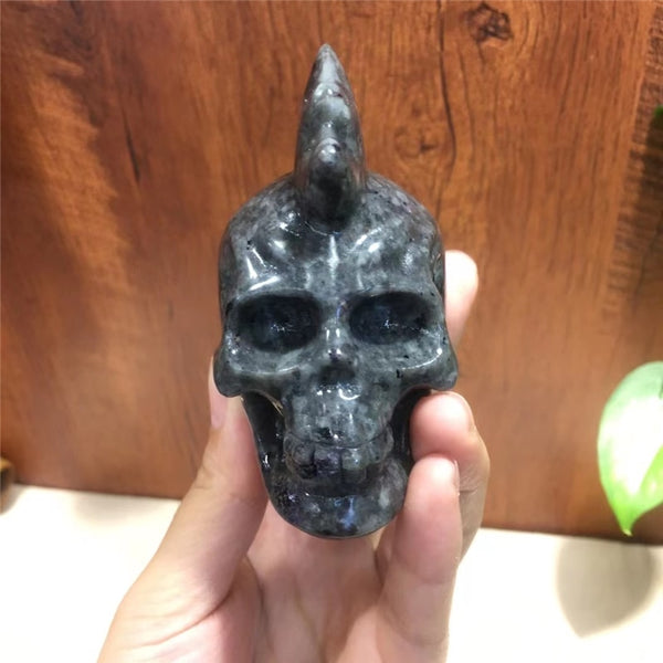 Grey Yooperlite Mohawk Skull-ToShay.org