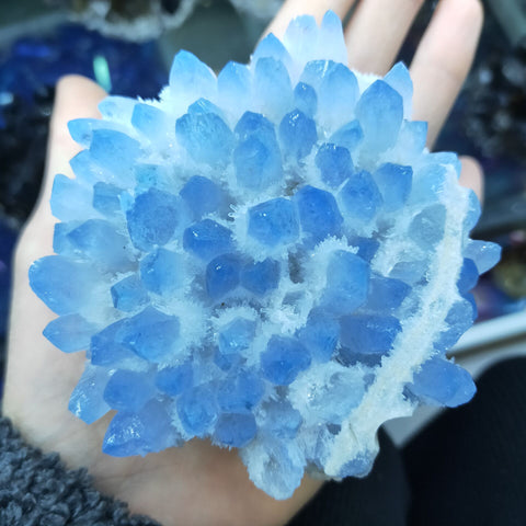 Blue Ghost Phantom Quartz Crystal Cluster-ToShay.org