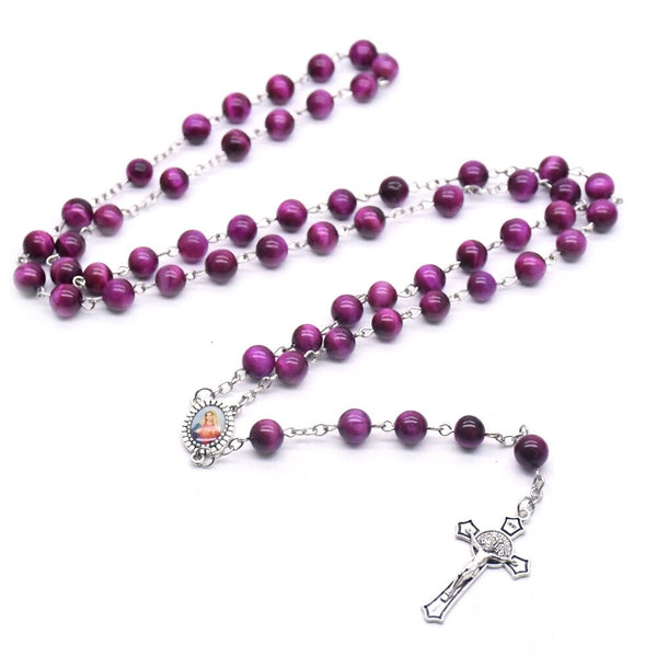Plum Red Tiger Eye Rosary-ToShay.org