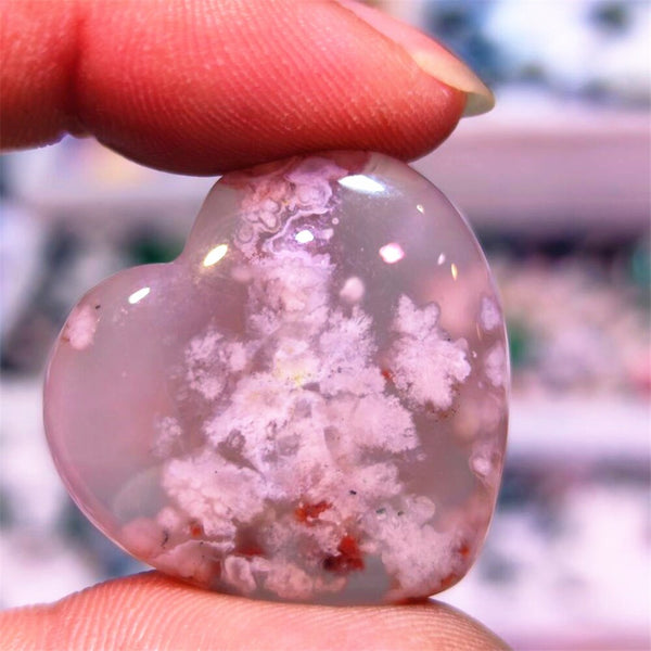 Pink Cherry Blossom Agate Heart-ToShay.org