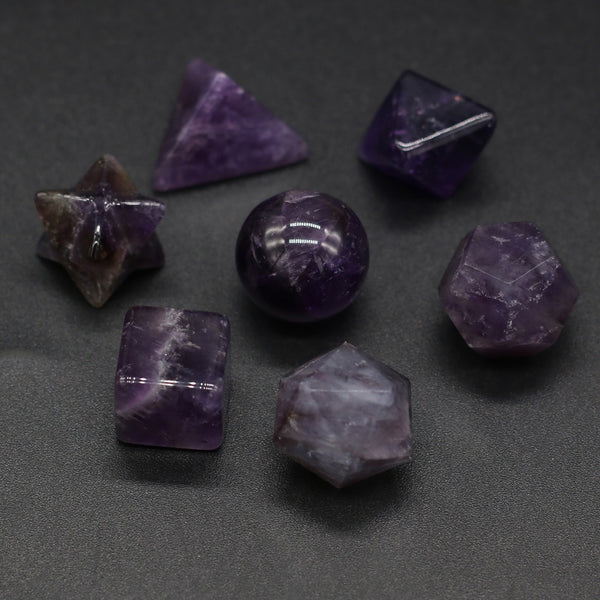 Purple Amethysts Platonic Solids-ToShay.org