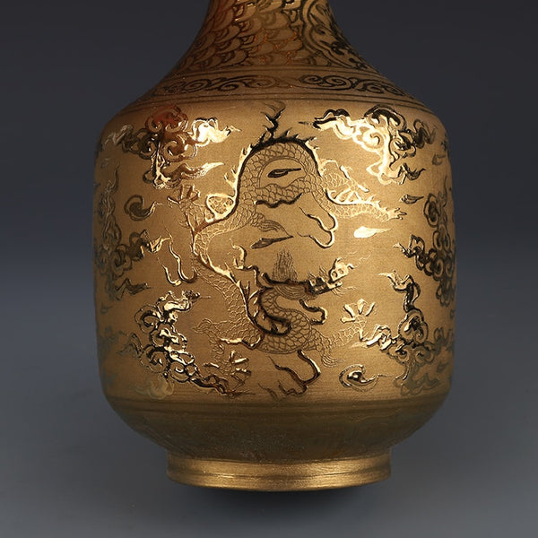 Ming Xuande Gold Dragon Vase-ToShay.org