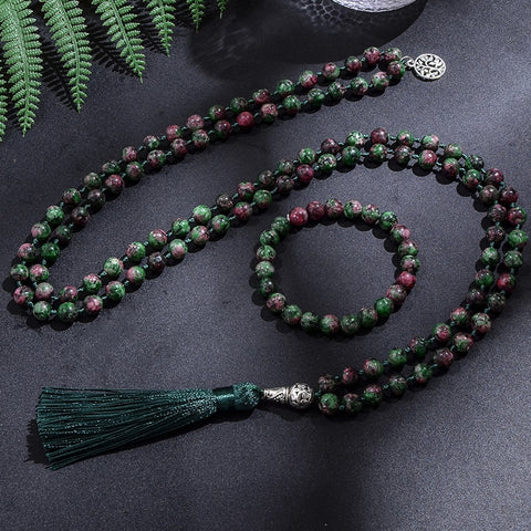 Green Turquoise Japamala Necklace-ToShay.org
