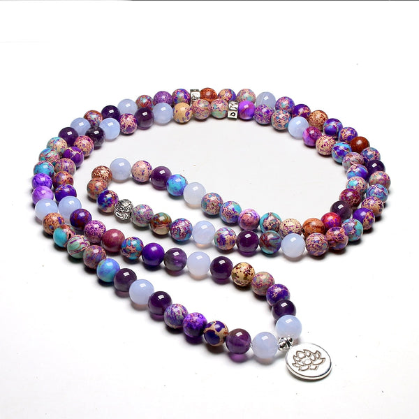 Purple Agate Mala Beads-ToShay.org