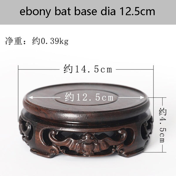 Ebony Carved Bat Pattern Base-ToShay.org