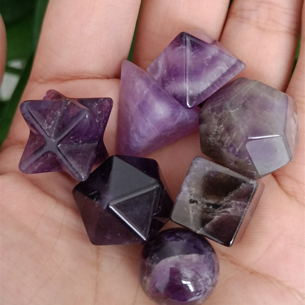 Purple Amethyst Platonic Solids-ToShay.org