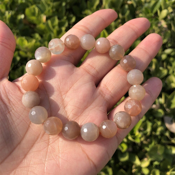 Pink Moonstone Faceted Bead Bracelet-ToShay.org