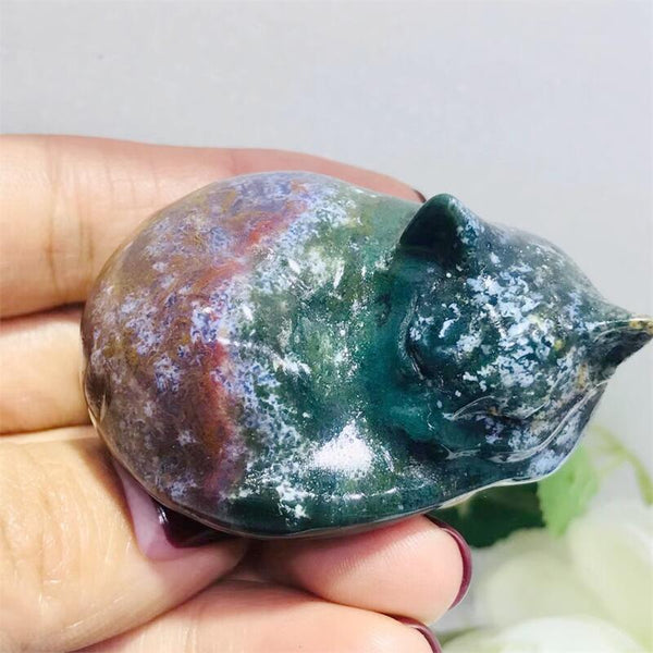Green Moss Agate Cat-ToShay.org