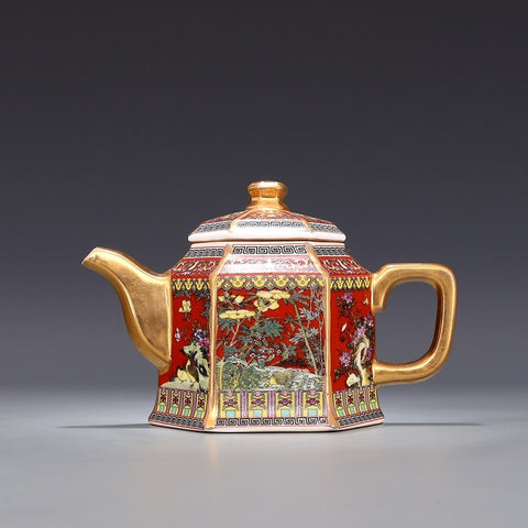 Jingdezhen Qianlong Gold Teapot-ToShay.org
